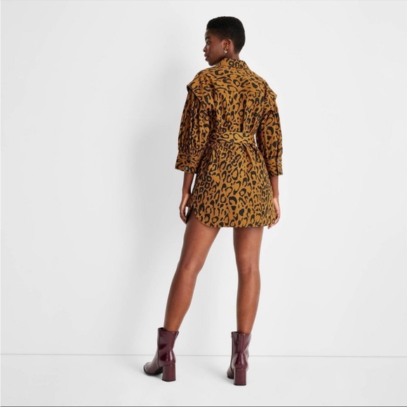 Target Future Collective Kahlana Barfield Brown leopard utility denim dress - Picture 3 of 9